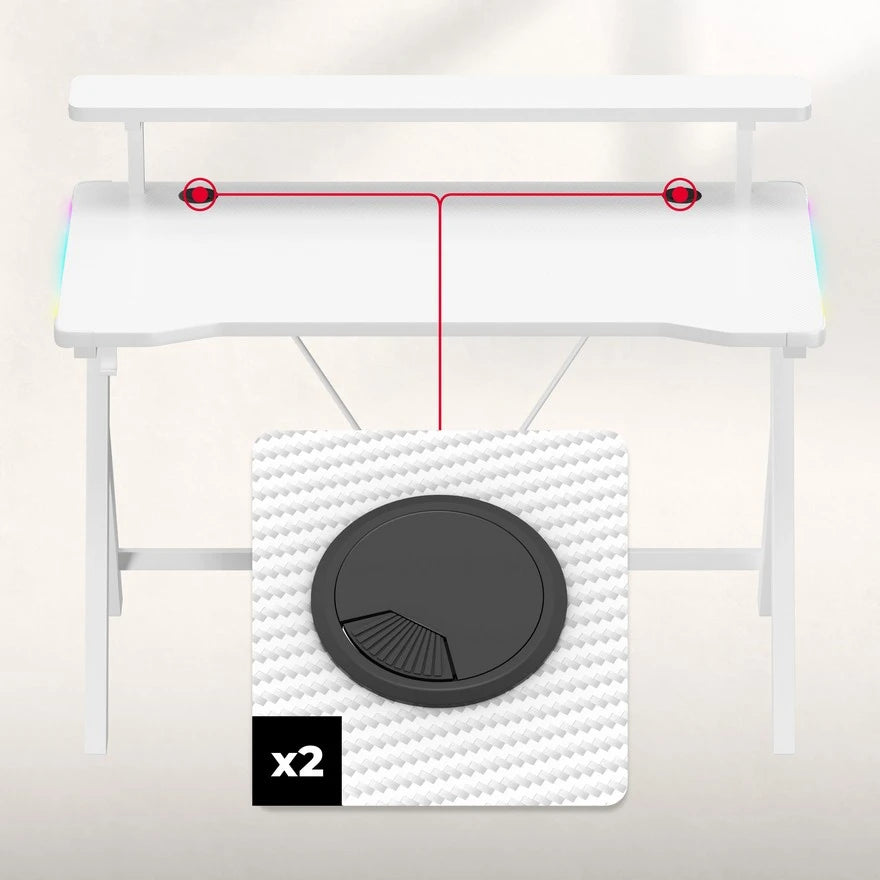 Huzaro Hero 1.9 Beli RGB Gaming sto 120x60 cm