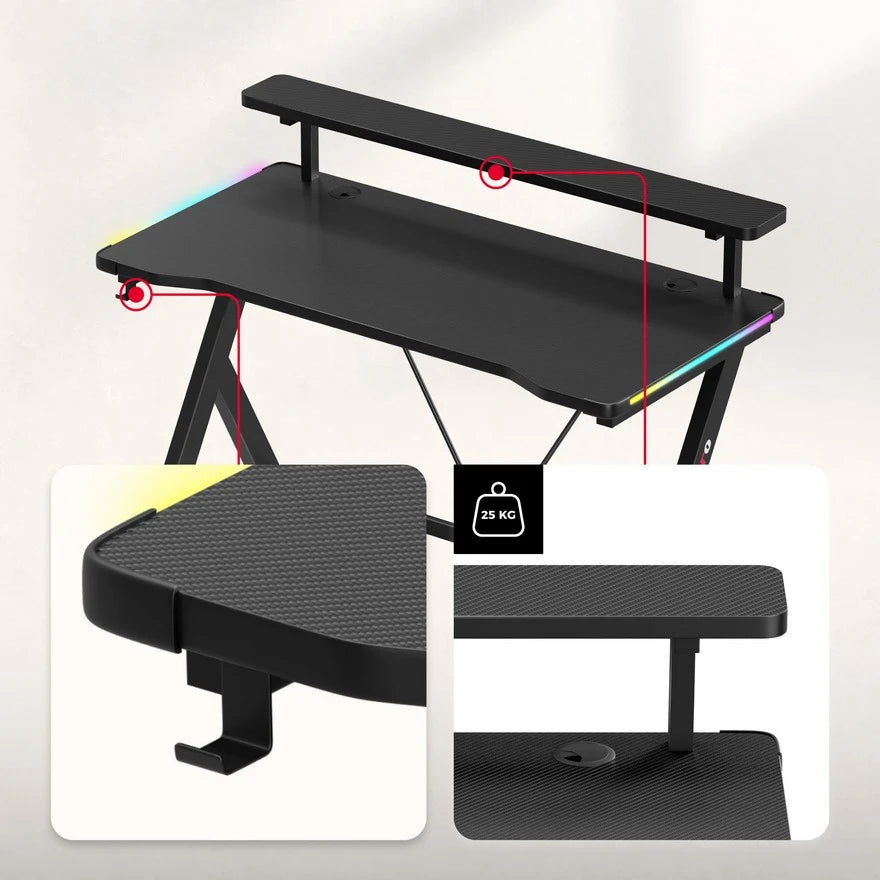 Huzaro Hero 1.9 Crni RGB Gaming sto 120x60 cm