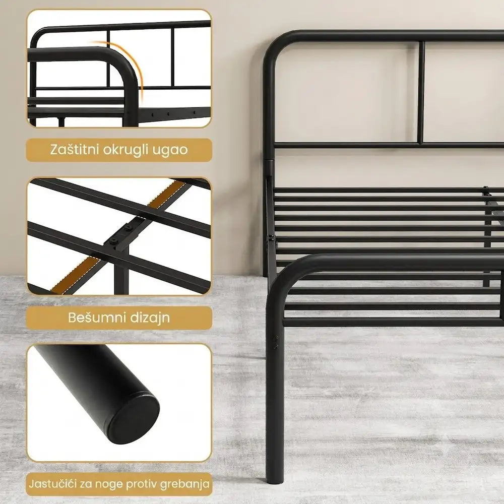Domaro Metalni Krevet sa Uzglavljem 140x190 cm