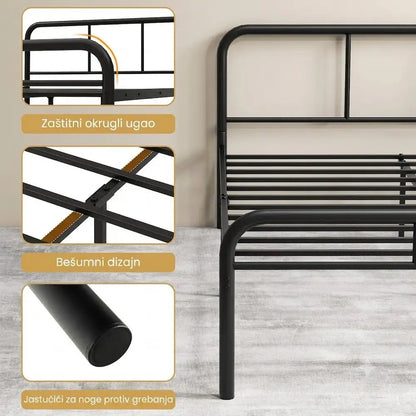 Domaro Metalni Krevet sa Uzglavljem 140x190 cm