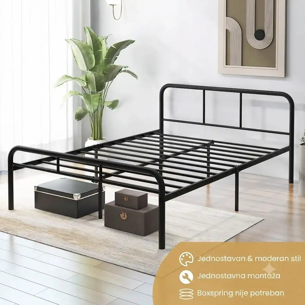 Domaro Metalni Krevet sa Uzglavljem 140x190 cm