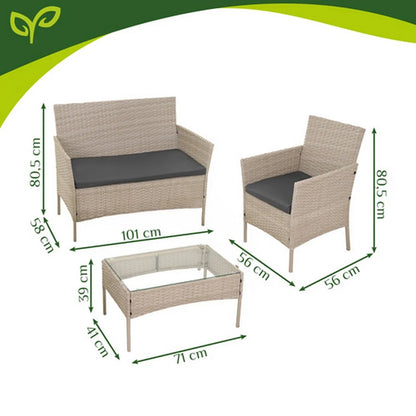 Gardlov baštenski set – dvosed, 2 fotelje i sto Bež