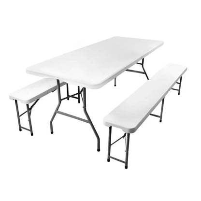 Sklopivi plastični sto sa klupama 180 cm Beli