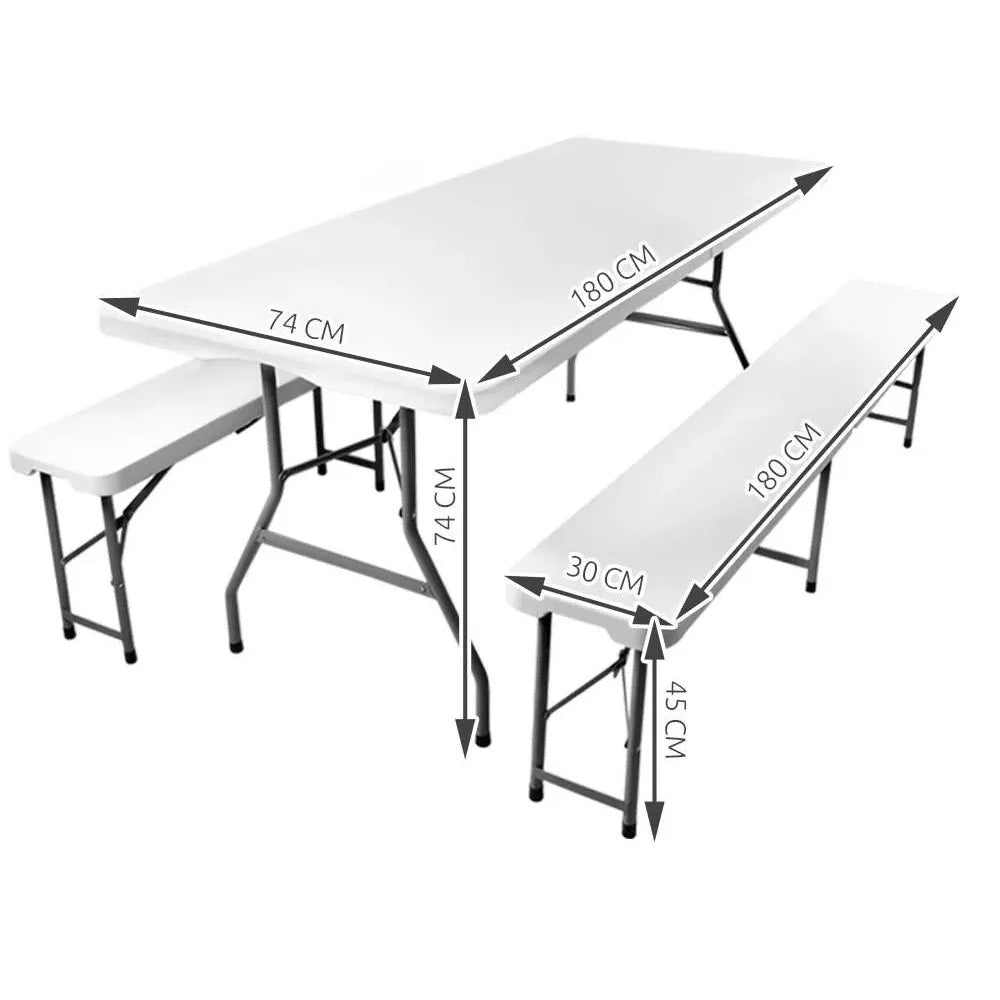Sklopivi plastični sto sa klupama 180 cm Beli