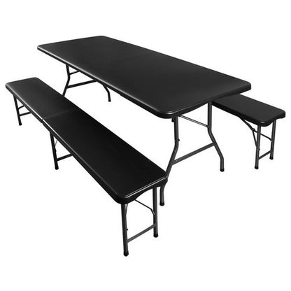Sklopivi plastični sto sa klupama 180 cm crni