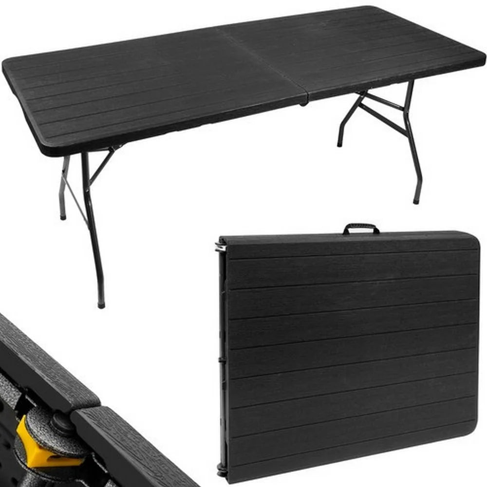 Sklopivi Plastični Sto sa Ručkom 180x74x74 cm crni