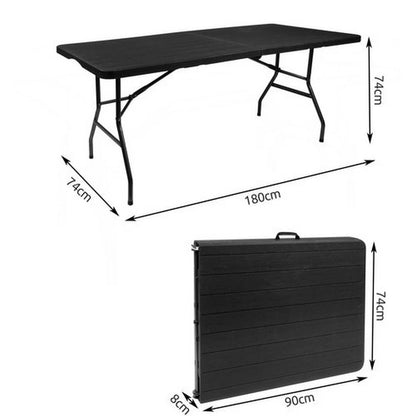 Sklopivi Plastični Sto sa Ručkom 180x74x74 cm crni