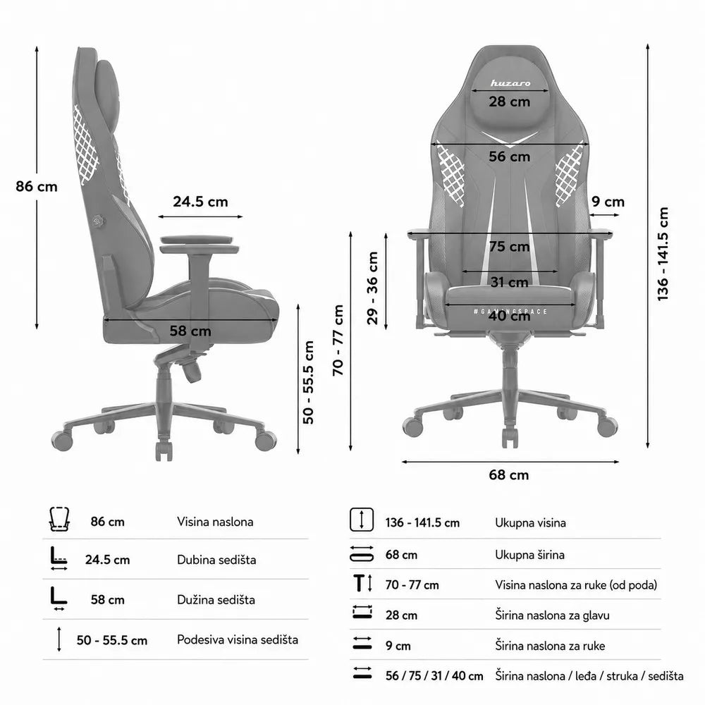 Huzaro Force 8.3 Carbon Crna Gaming stolica