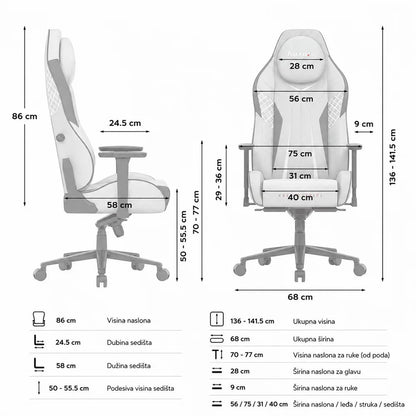 Huzaro Force 8.3 Siva Gaming stolica