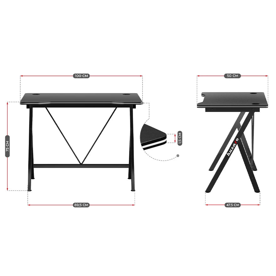 Huzaro Hero 1.4 Crni Gaming sto 100x50x75 cm