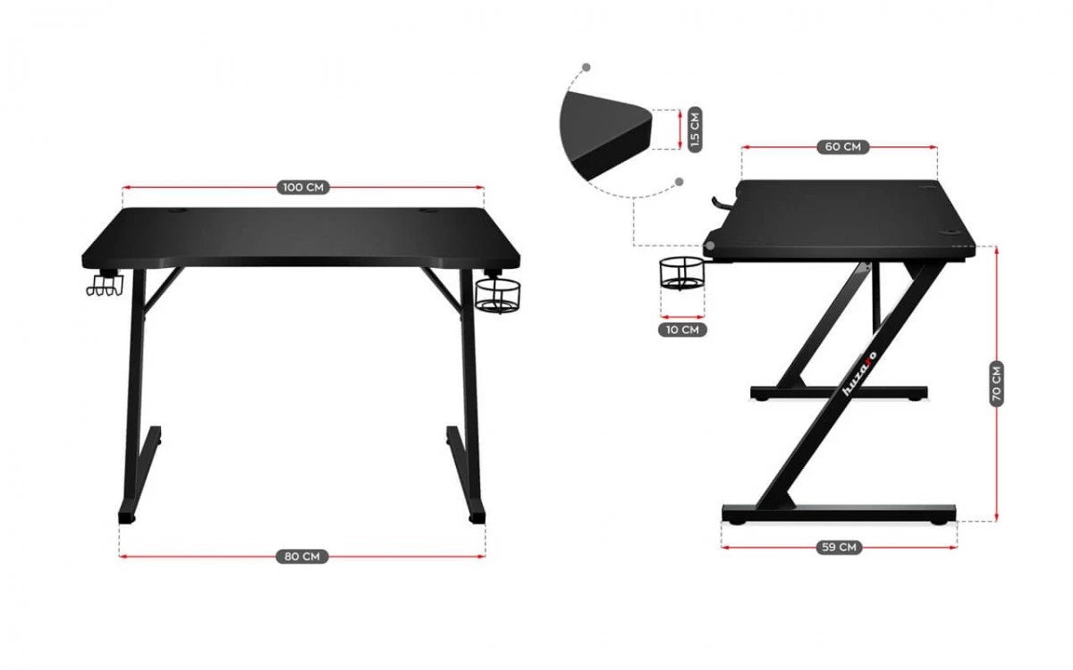 Huzaro Hero 1.8 Crni Gaming sto 100x60x70 cm
