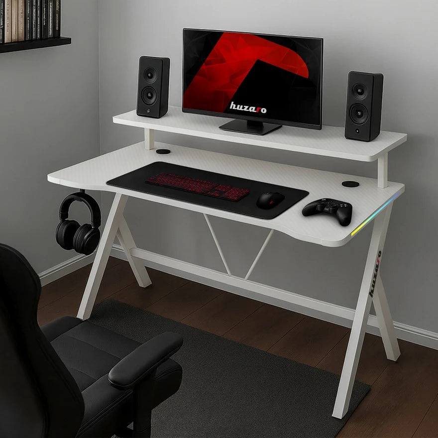 Huzaro Hero 1.9 Beli RGB Gaming sto 120x60 cm