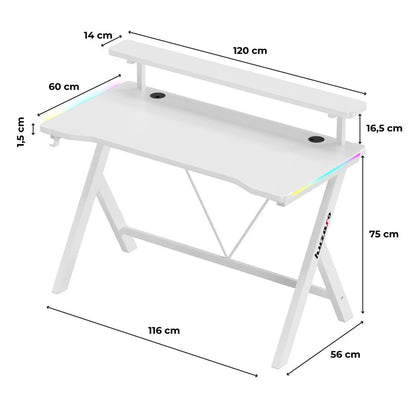 Huzaro Hero 1.9 Beli RGB Gaming sto 120x60 cm