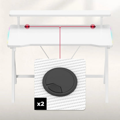 Huzaro Hero 1.9 Beli RGB Gaming sto 120x60 cm