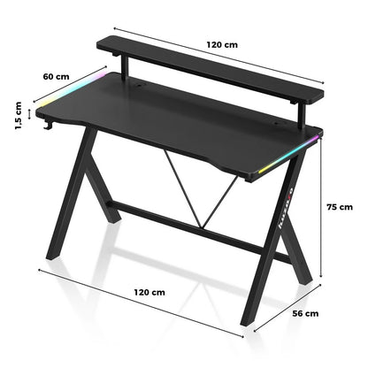 Huzaro Hero 1.9 Crni RGB Gaming sto 120x60 cm