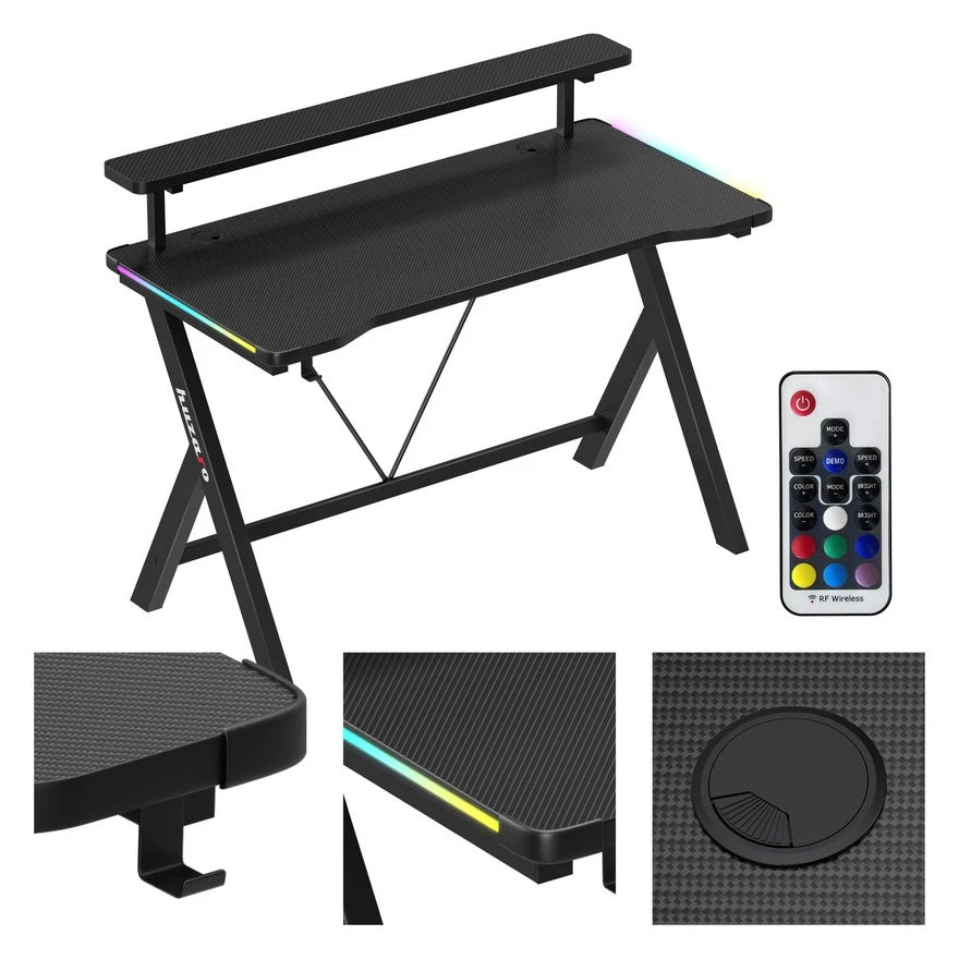 Huzaro Hero 1.9 Crni RGB Gaming sto 120x60 cm