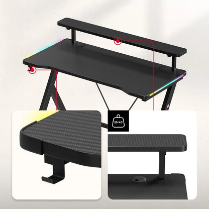 Huzaro Hero 1.9 Crni RGB Gaming sto 120x60 cm