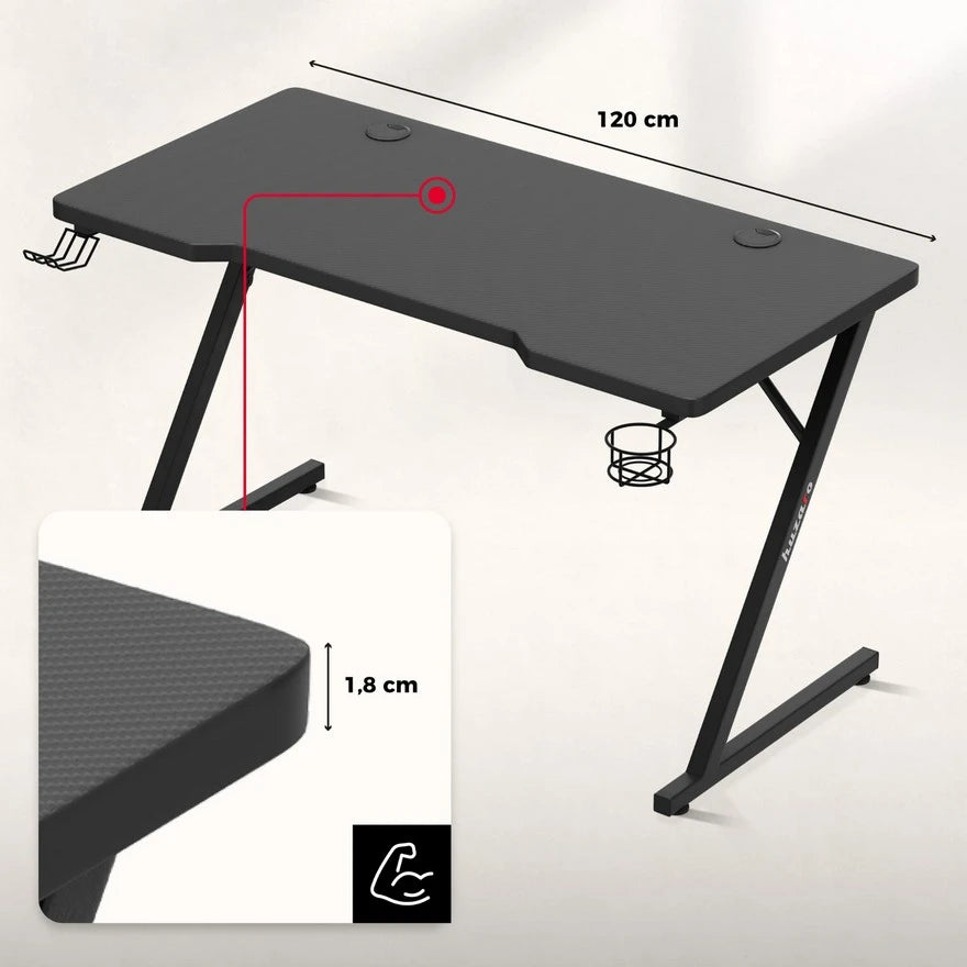Huzaro Hero 2.5 Crni Gaming sto 120x60x75 cm