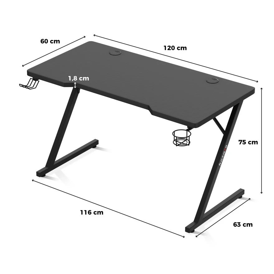 Huzaro Hero 2.5 Crni Gaming sto 120x60x75 cm