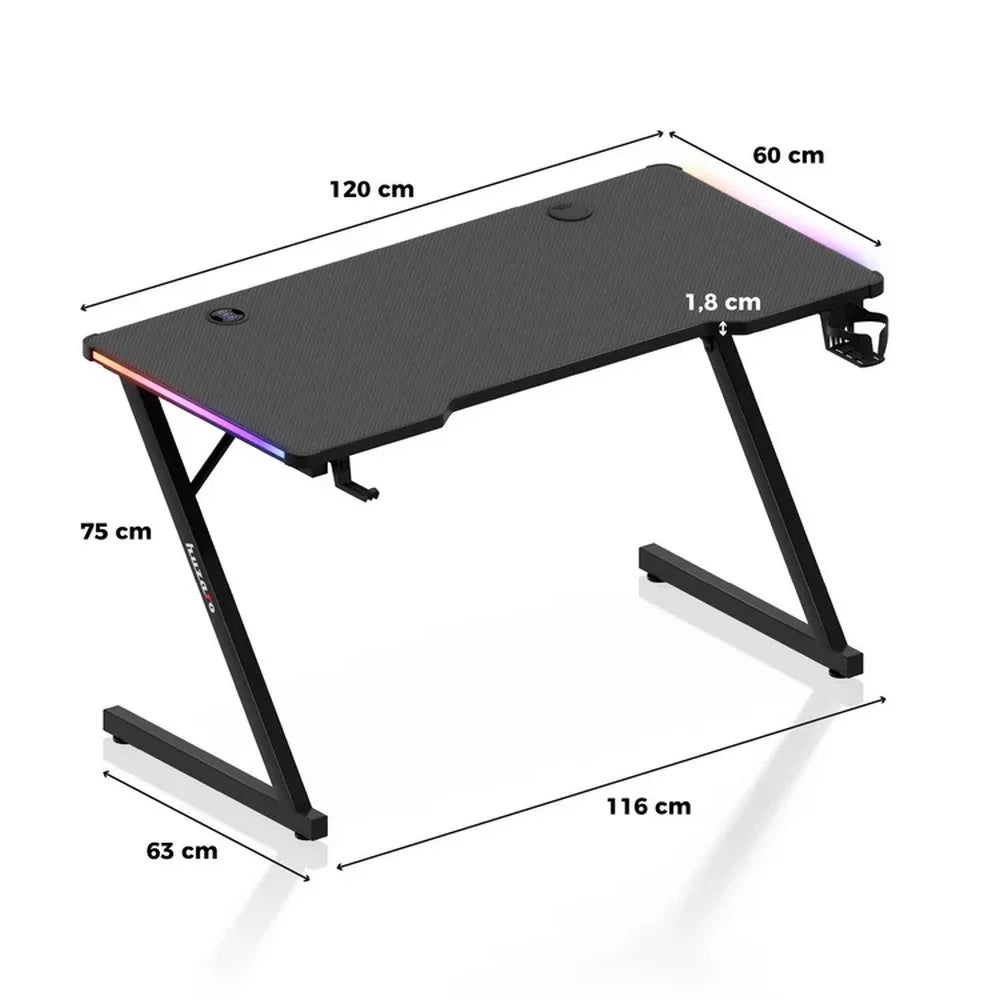 Huzaro Hero 2.5 Crni RGB Gaming sto 120x60x75 cm
