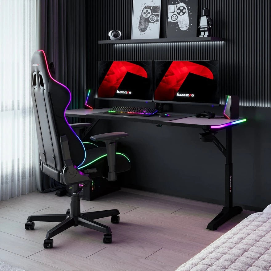 Huzaro Hero 4.6 Crni RGB Podesivi Gaming sto 160x60 cm