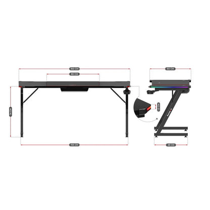 Huzaro Hero 4.8 Crni RGB Gaming sto 160x60 cm
