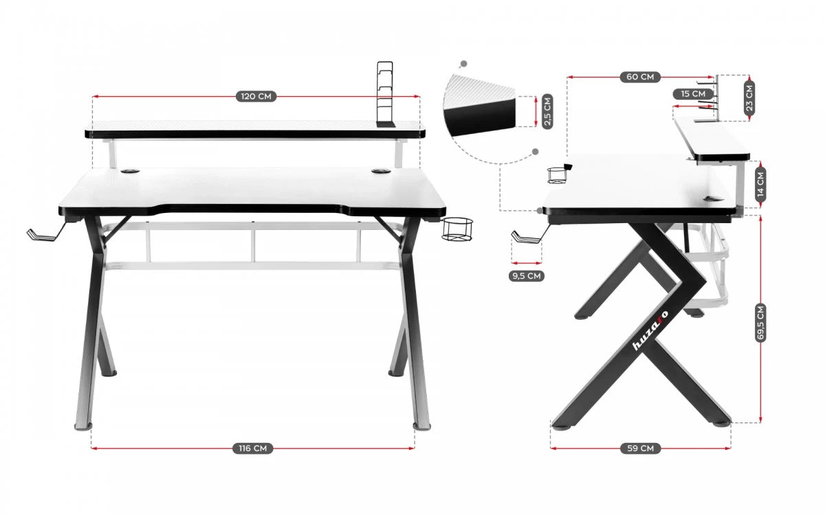 Huzaro Hero 5 Beli Gaming sto 120x60x69,5 cm