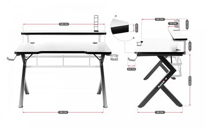 Huzaro Hero 5 Beli Gaming sto 120x60x69,5 cm