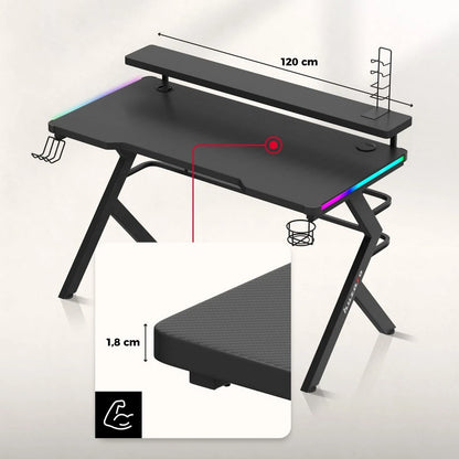 Huzaro Hero 5 RGB Crni Gaming sto 120x60x69,5 cm