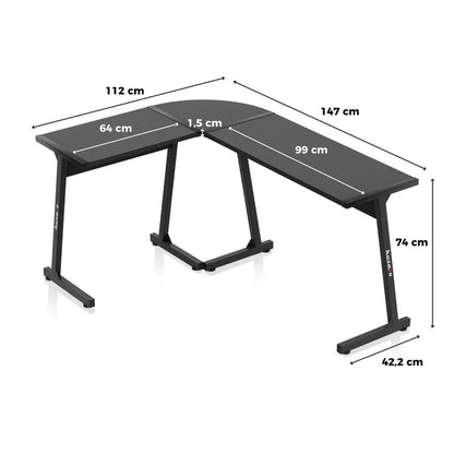 Huzaro Hero 6 Crni Ugaoni Gaming sto 147x112 cm