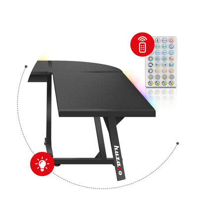 Huzaro Hero 6.0 Crni RGB Ugaoni Gaming sto 147x112 cm