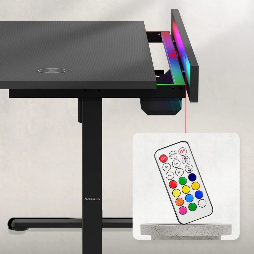 Huzaro Hero 8.7 Crni RGB Električni podesivi sto 140x70cm