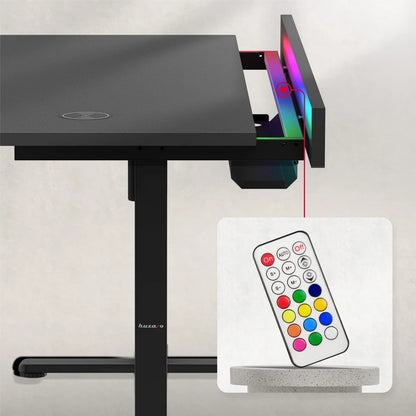 Huzaro Hero 8.7 Crni RGB Električni podesivi sto 140x70cm