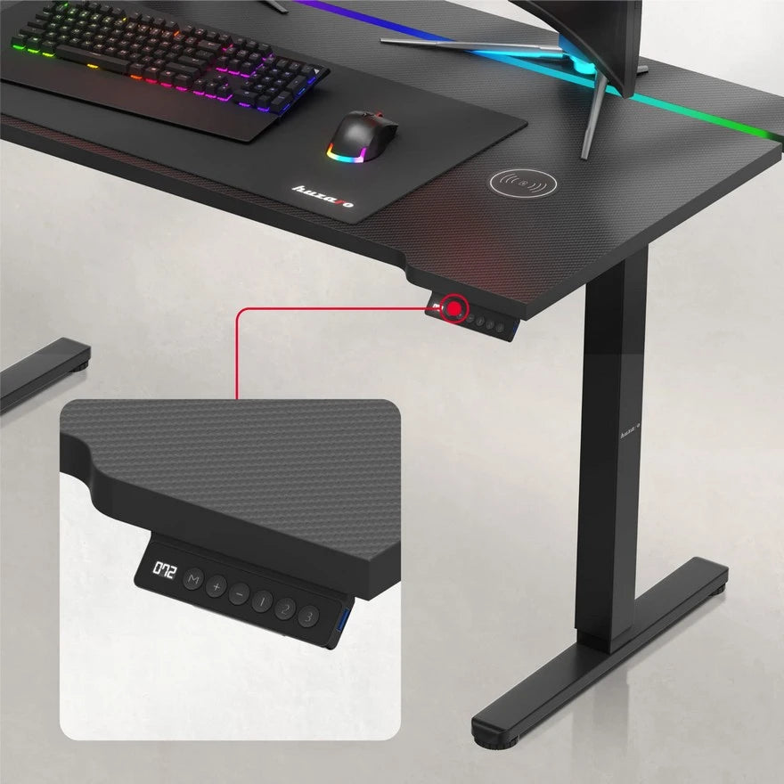 Huzaro Hero 8.7 Crni RGB Električni podesivi sto 140x70cm