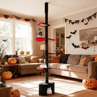 Halloween penjalica i grebalica za mačke do plafona Crevno Crna