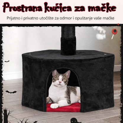 Halloween penjalica i grebalica za mačke do plafona Crevno Crna