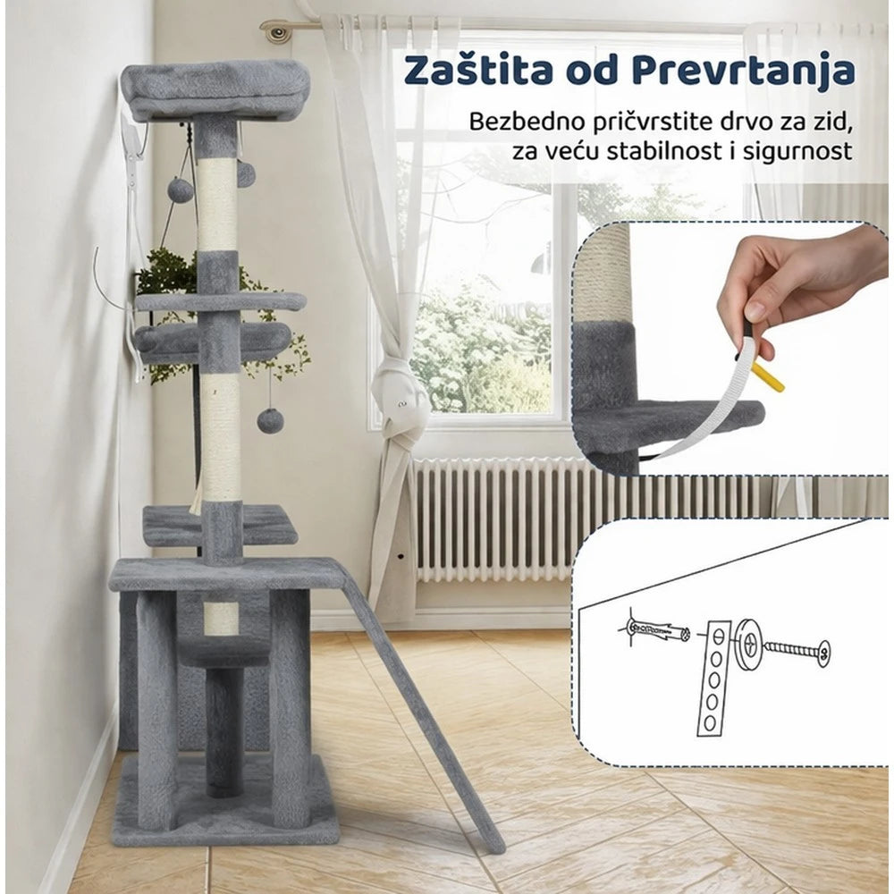Grebalica i penjalica za mačke 136 cm 7 nivoa