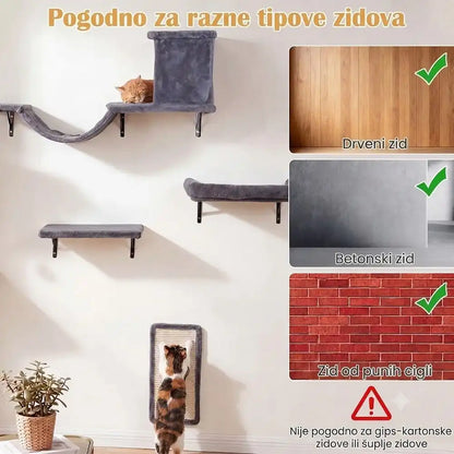Zidne platforme i grebalice za mačke Siva