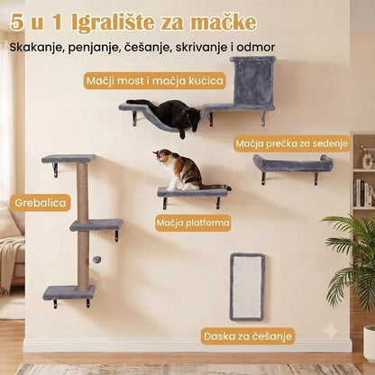 Zidne platforme i grebalice za mačke Siva
