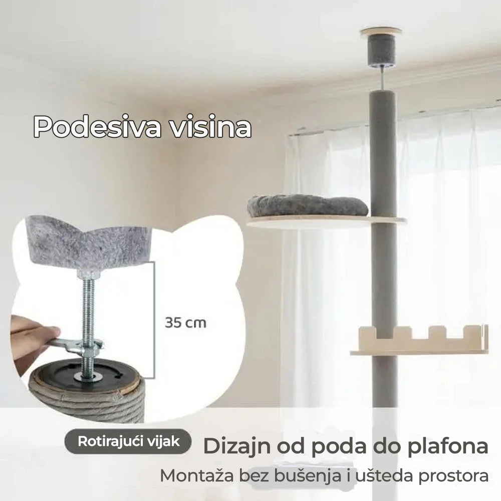 Toranj grebalica i penjalica za mačke do plafona