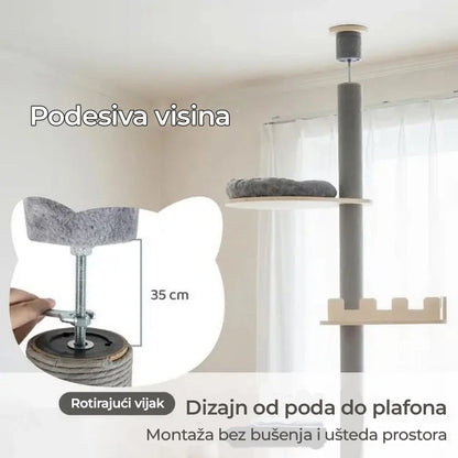 Toranj grebalica i penjalica za mačke do plafona