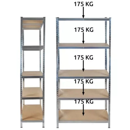 Pocinkovana metalna polica 220 × 100 × 45 cm – 5 nivoa