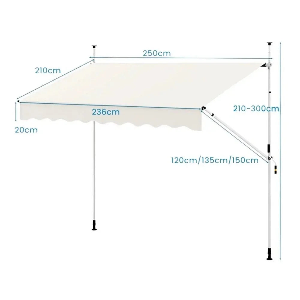 balkonska tenda 250 x 120 cm Krem