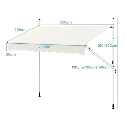 balkonska tenda 250 x 120 cm Krem