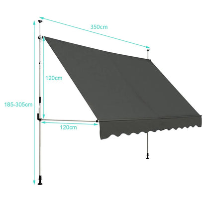 Balkonska tenda 350 x 120 cm Siva