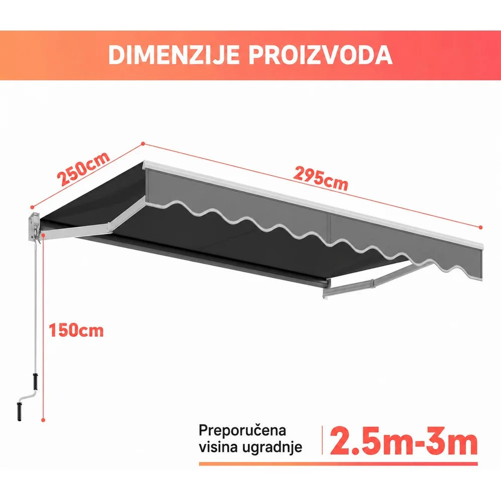 Siva tenda 300x250 cm