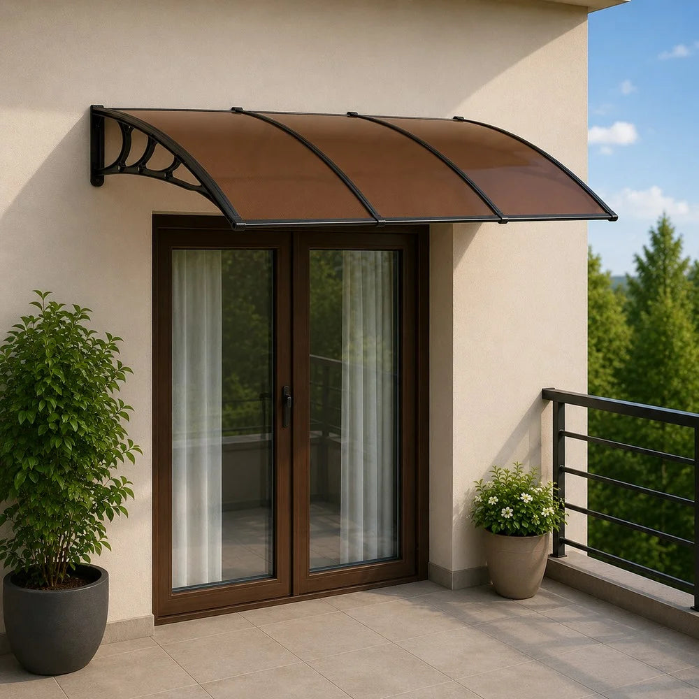 Aluminijumska nadstrešnica 300x120 cm – crna sa bronzanim leksanom