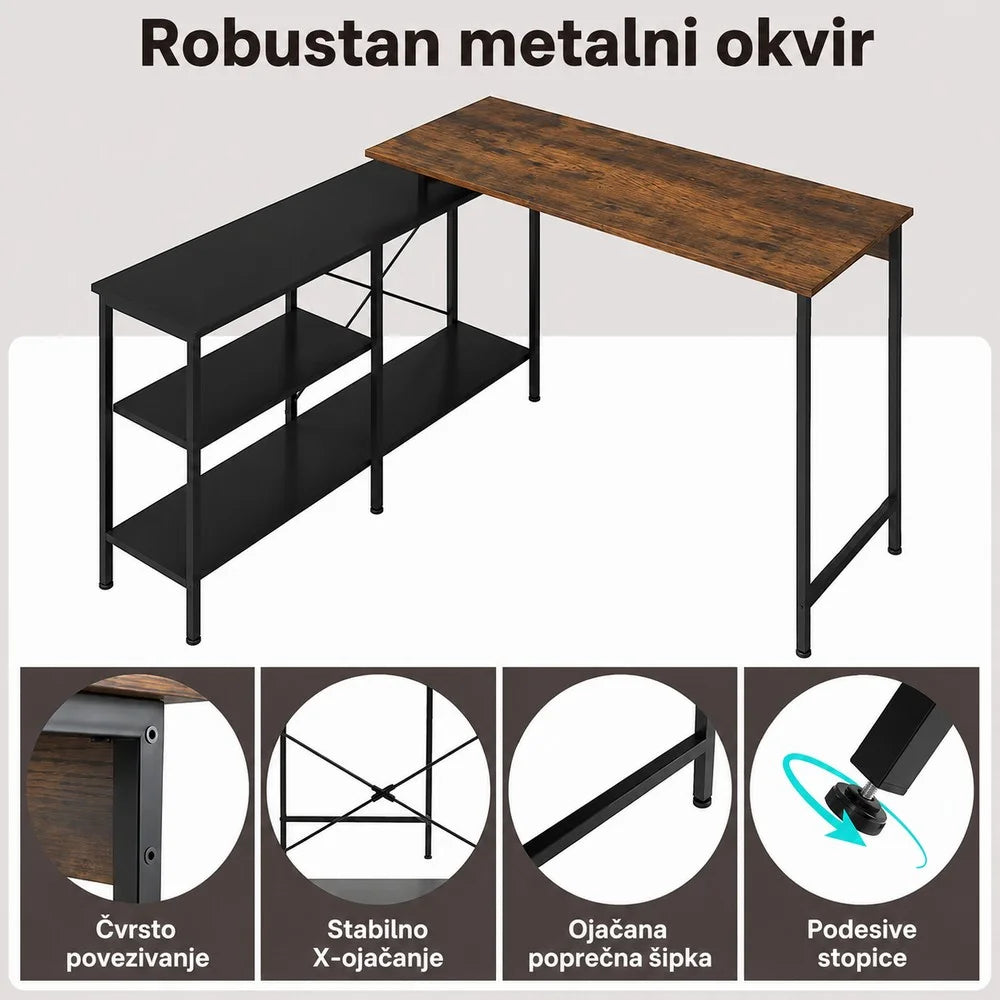 Ugaoni kancelarijski sto Braon