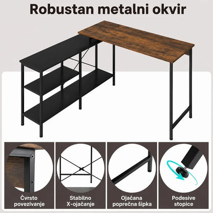 Ugaoni kancelarijski sto Braon