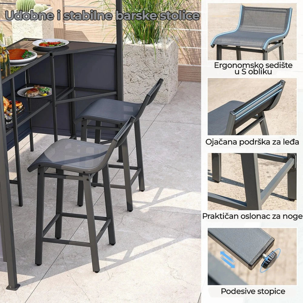 Barski set za terasu sa roštilj paviljonom – 245 × 245 cm